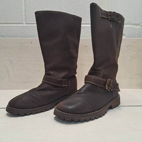 🔥🥾Deal Brown Leather Buckle Boots Women's Size 7 🔥🥾 - Picture 1 of 12